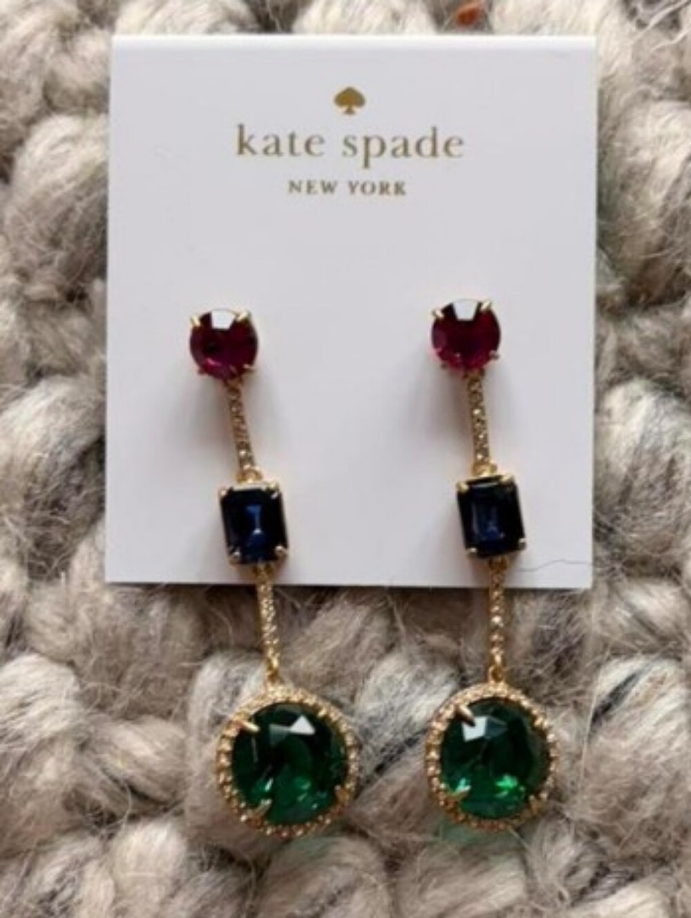 2018 Debut Of  kate spade "She Has spark" drop earrings ,Green Pink,Navy